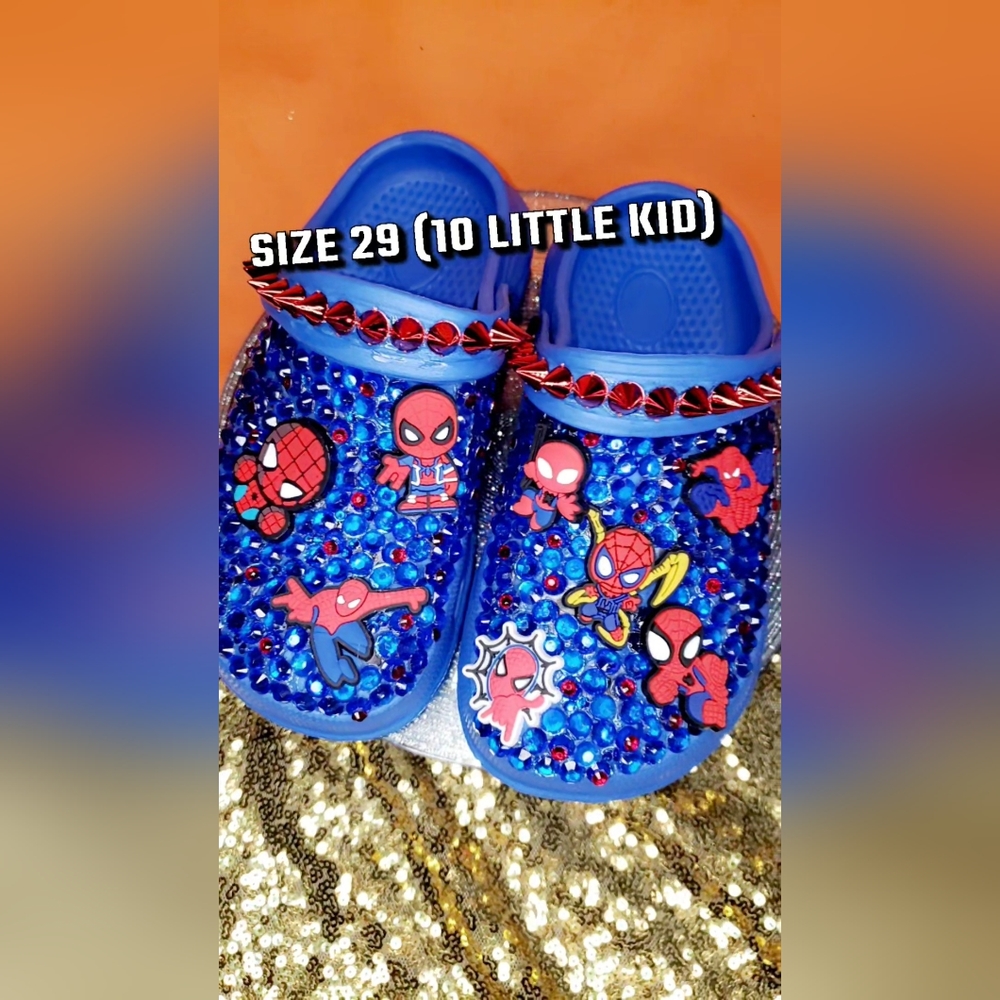 Blue bedazzled Spiderman clogs Eur size 29 Us size 10 little kids